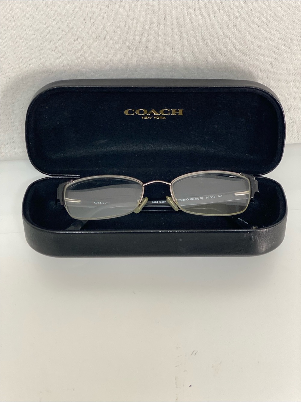 Coach Eyeglass Frames Satin Gunmetal/Beige Ocelot 9181 & Coach Hard Shell Case